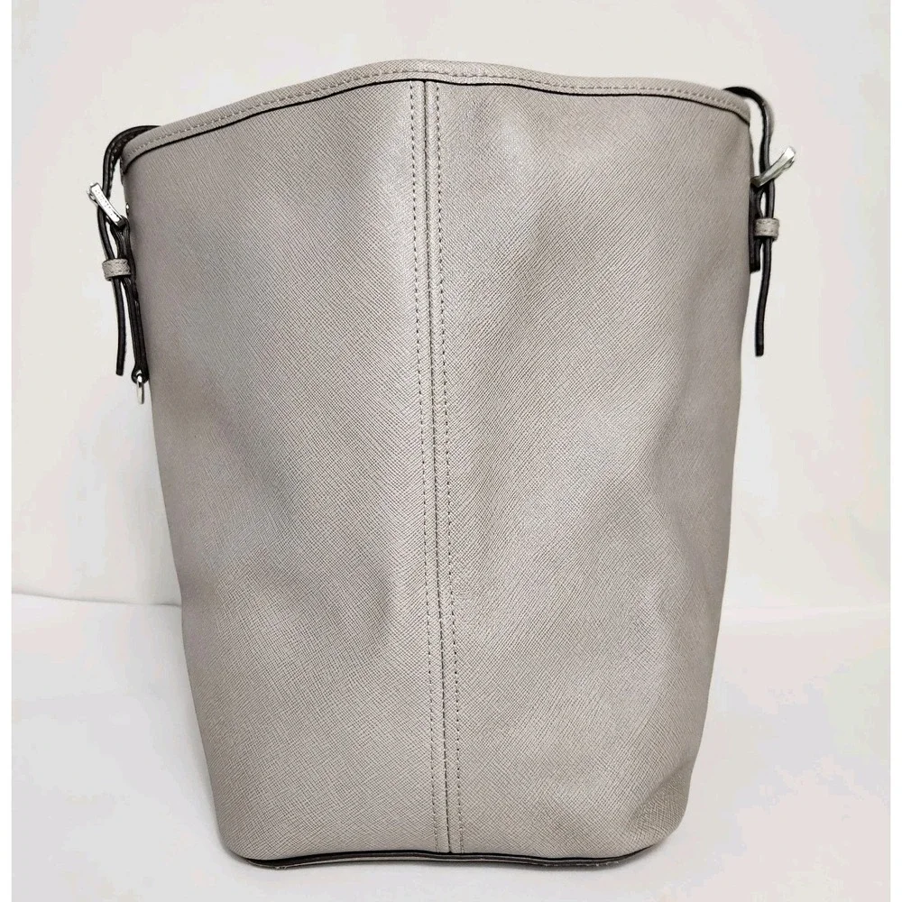Michael Kors Jet Set Travel Tote Gray Saffiano Leather Large Shoulder Bag Purse